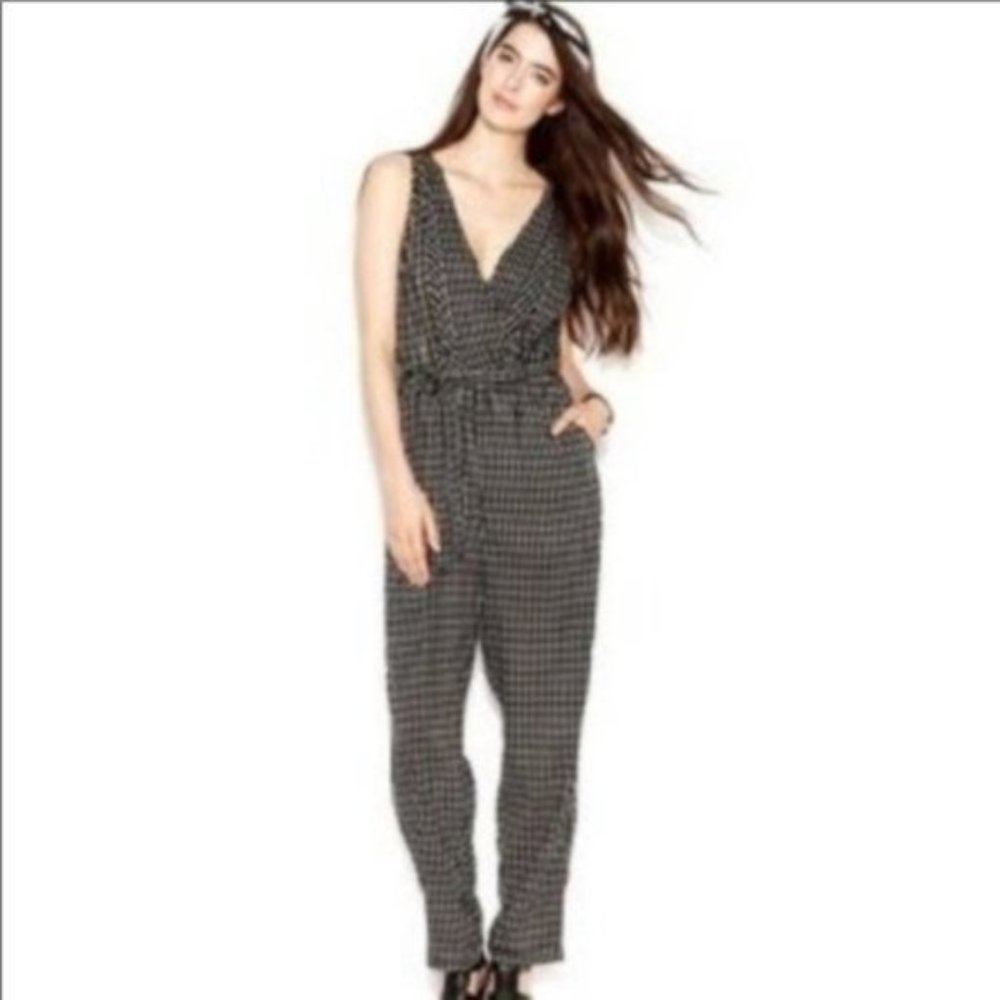 Maison Jules Patterned V-Neck Jumpsuit Sz M